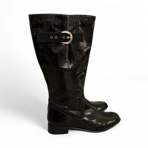 Legroom Patent Leather Riding Boots with extra Calf Room